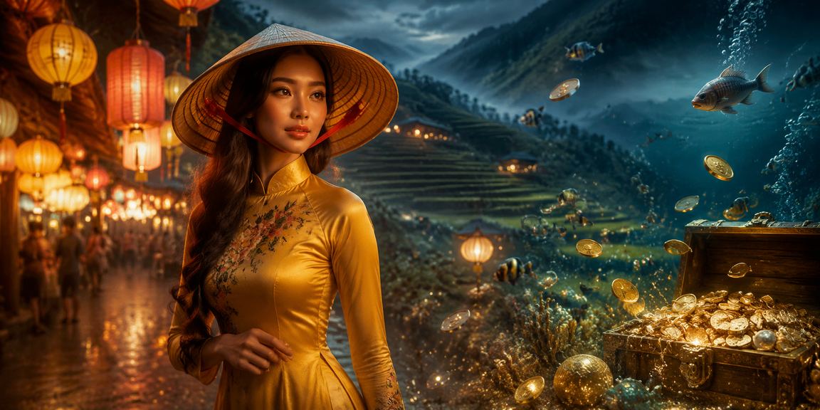 Khung cảnh Hội An với người chơi trải nghiệm casino và cá cược trực tuyến
